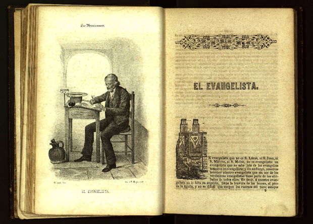 Imagen del libro Los mexicanos pintados por sí mismos en el capítulo dedicado a Los Evangelistas.