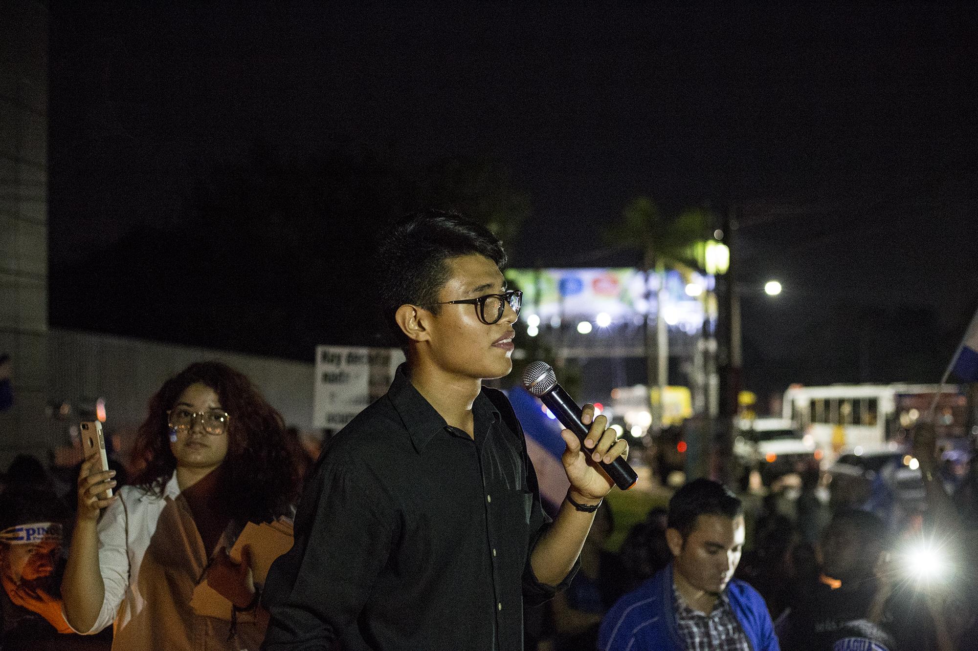 Lester Alemán, dirigente de la coalición universitaria que protesta contra el régimen de Daniel Ortega. Foto: Fred Ramos