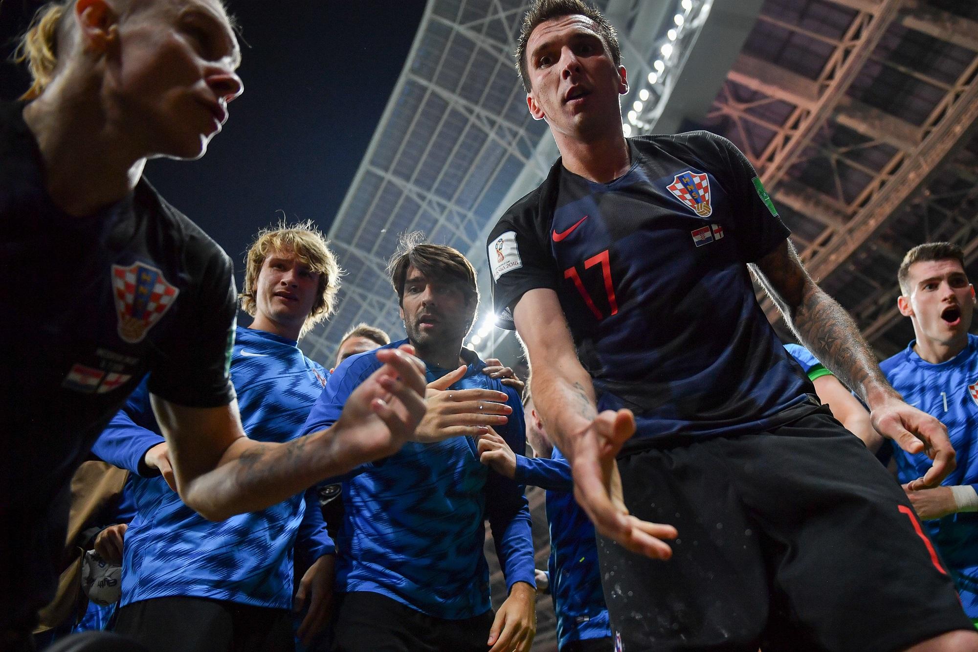 Esta es una de las fotos que tomó Yuri Cortez, salvadoreño que trabaja para la agencia de noticias Agence France-Presse (AFP), tras la celebración de los croatas luego del 2-1 contra Inglaterra. 