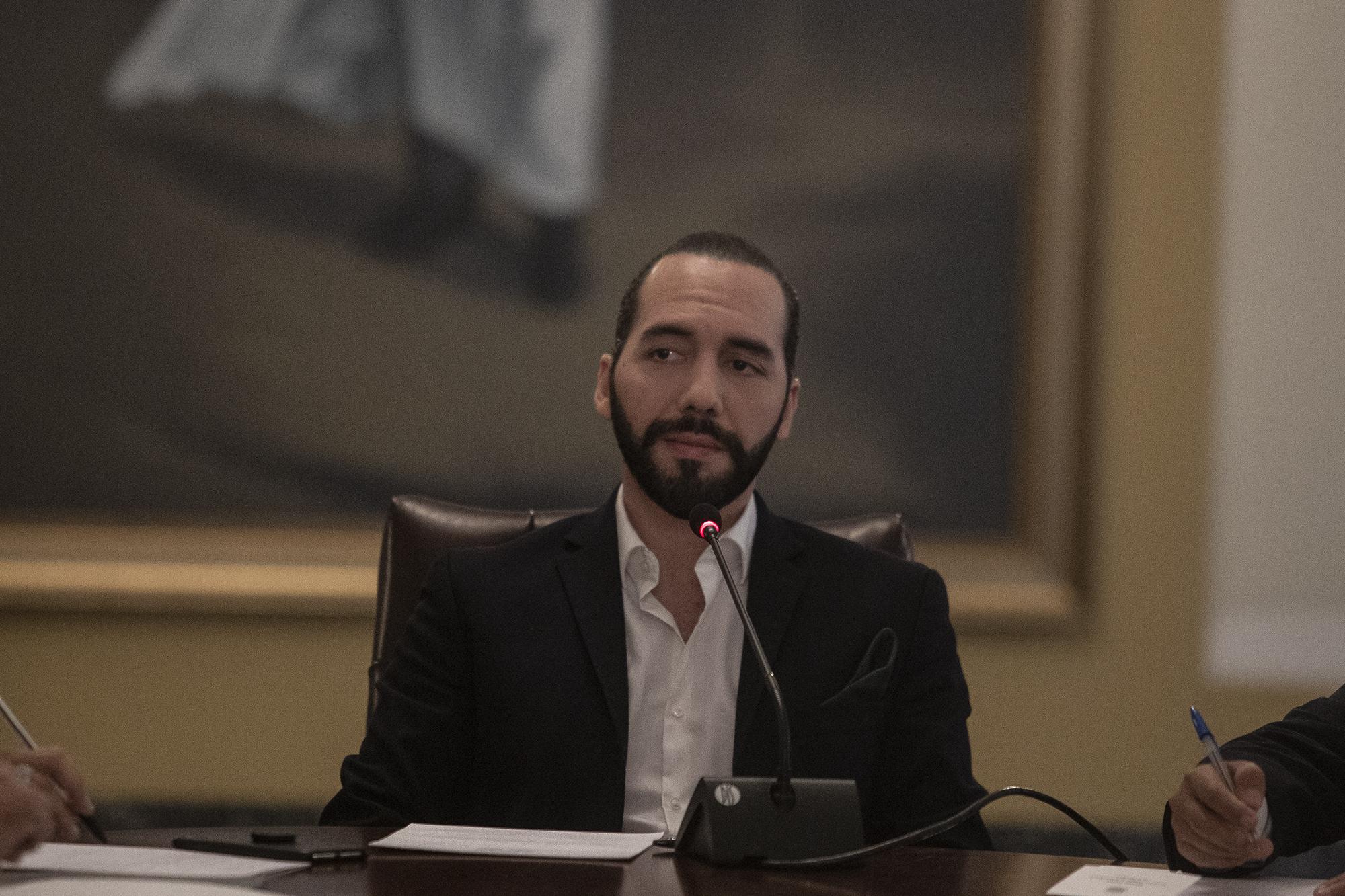 El presidente Nayib Bukele durante su primera reunión de consejo de ministros en Casa Presidencial.