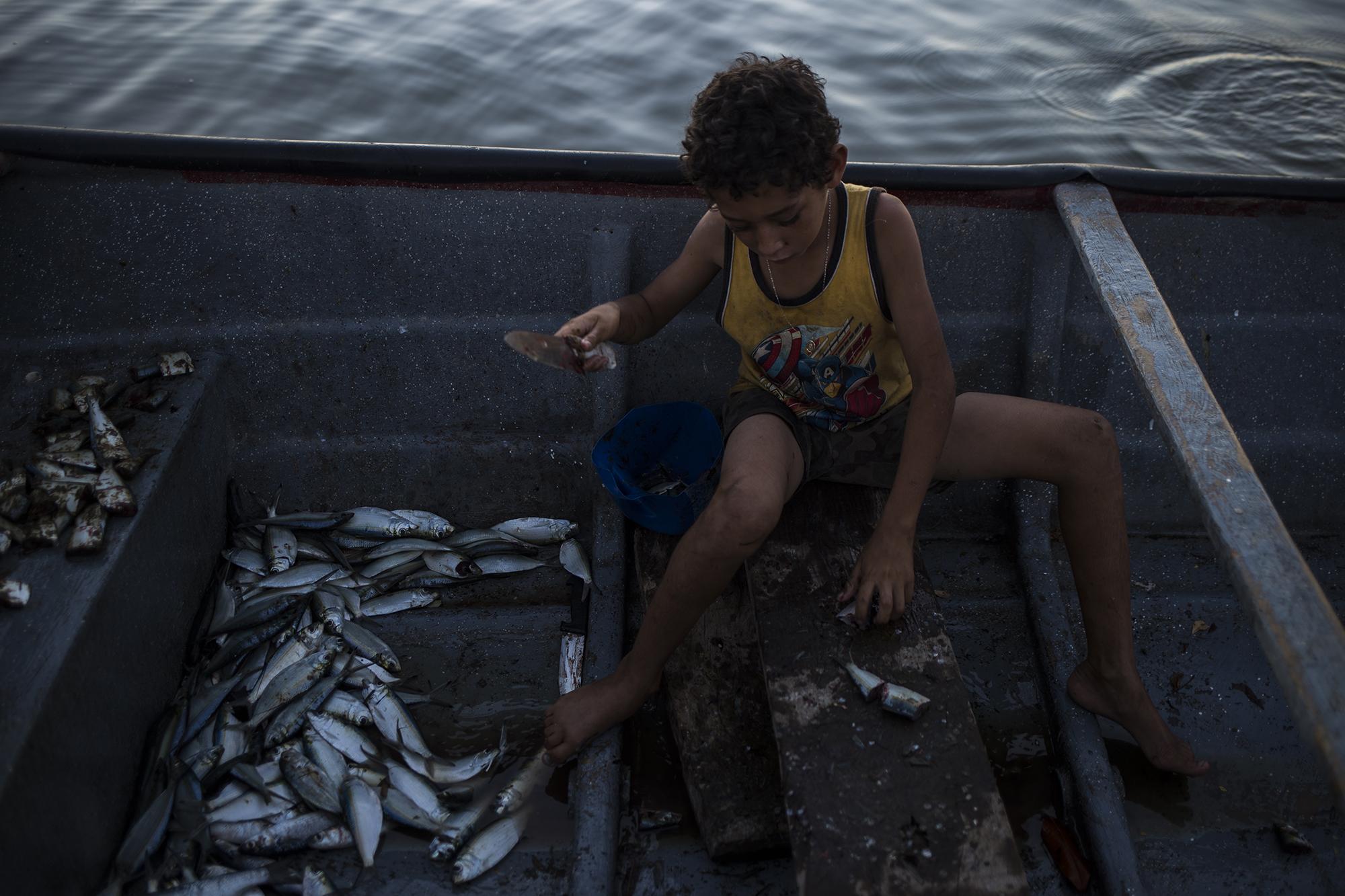 Juan David es el menor de la familia. Tiene diez años y ayuda en las labores del día. Sus hermanos mayores, además de la pesca, trabajan en la fabricación de lanchas para otros pescadores cercanos a su isla. Construyen una lancha por mes cuando hay encargo. Juan David construye pequeños botes de juguete para vender por entre $3 y $5 en La Unión. En un rincón de su casa y a falta de clientes, debe acumularlos cada vez que fabrica uno. Cuando Juan David dice que va a jugar lo hace con caña y anzuelo en mano. Juega de pescar y su juego alimenta a su familia. En una ocasión, una hora después de decir que iría a jugar, volvió con cuatro pescados pargos para el almuerzo de la familia. 