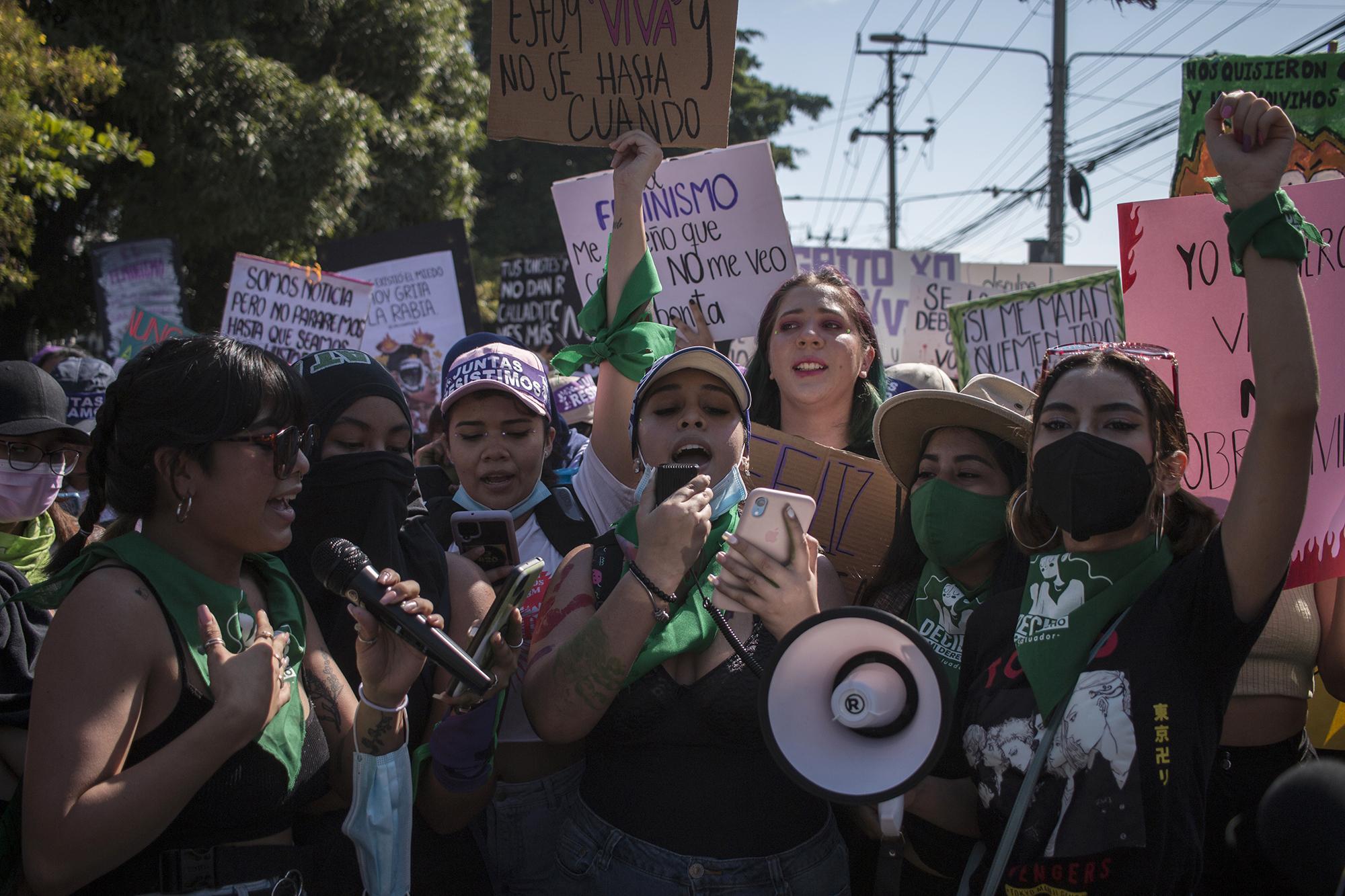 Feminist groups chose the University of El Salvador as a gathering point for Women