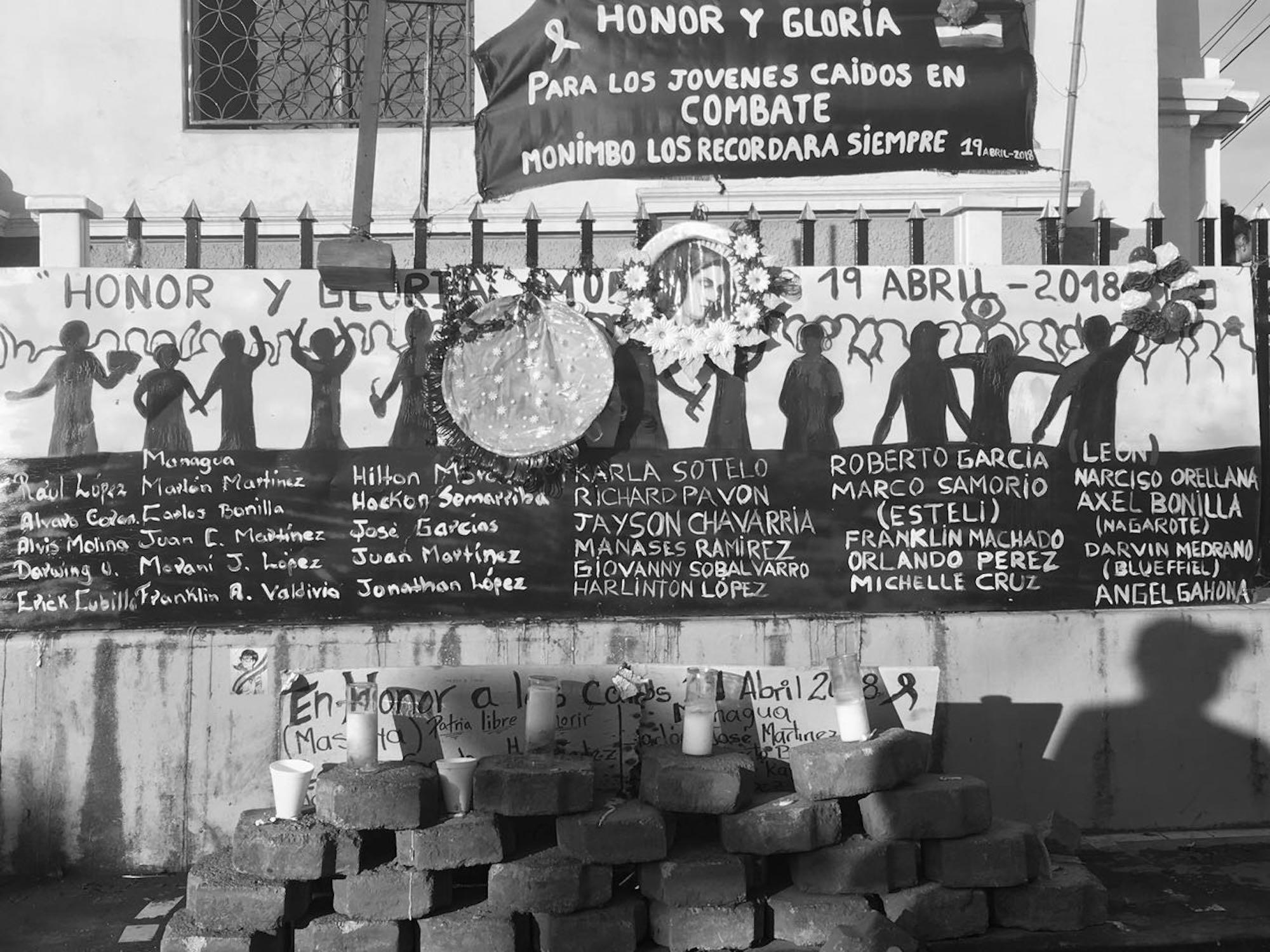Mural recuerda a jóvenes asesinados en protestas de abril de 2018 en Nicaragua. Foto: cortesía Cejil.