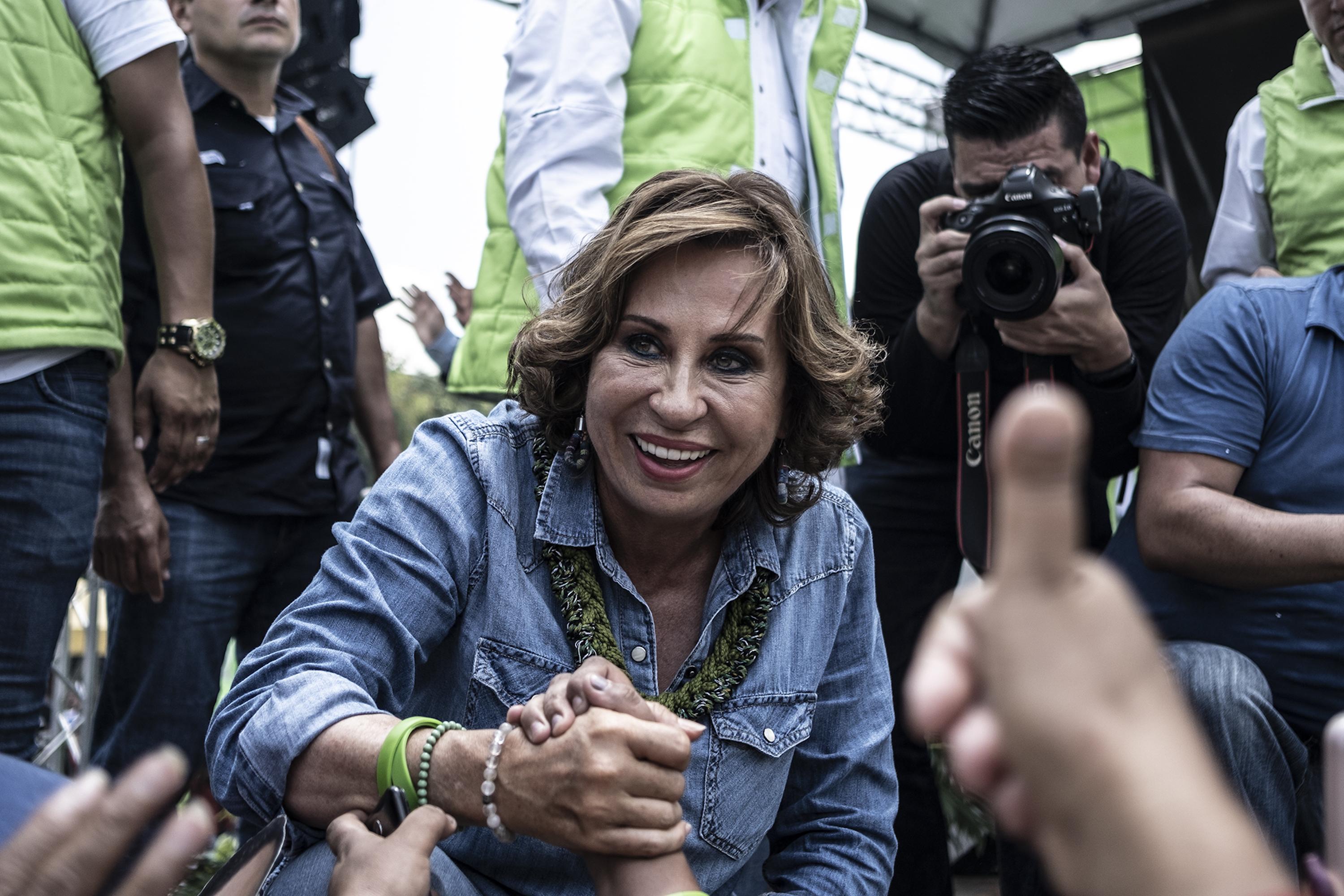 Sandra Torres at the close of her 2019 presidential campaign with the UNE party in Villa Nueva, a city neighboring the capital. Photo Carlos Barrera