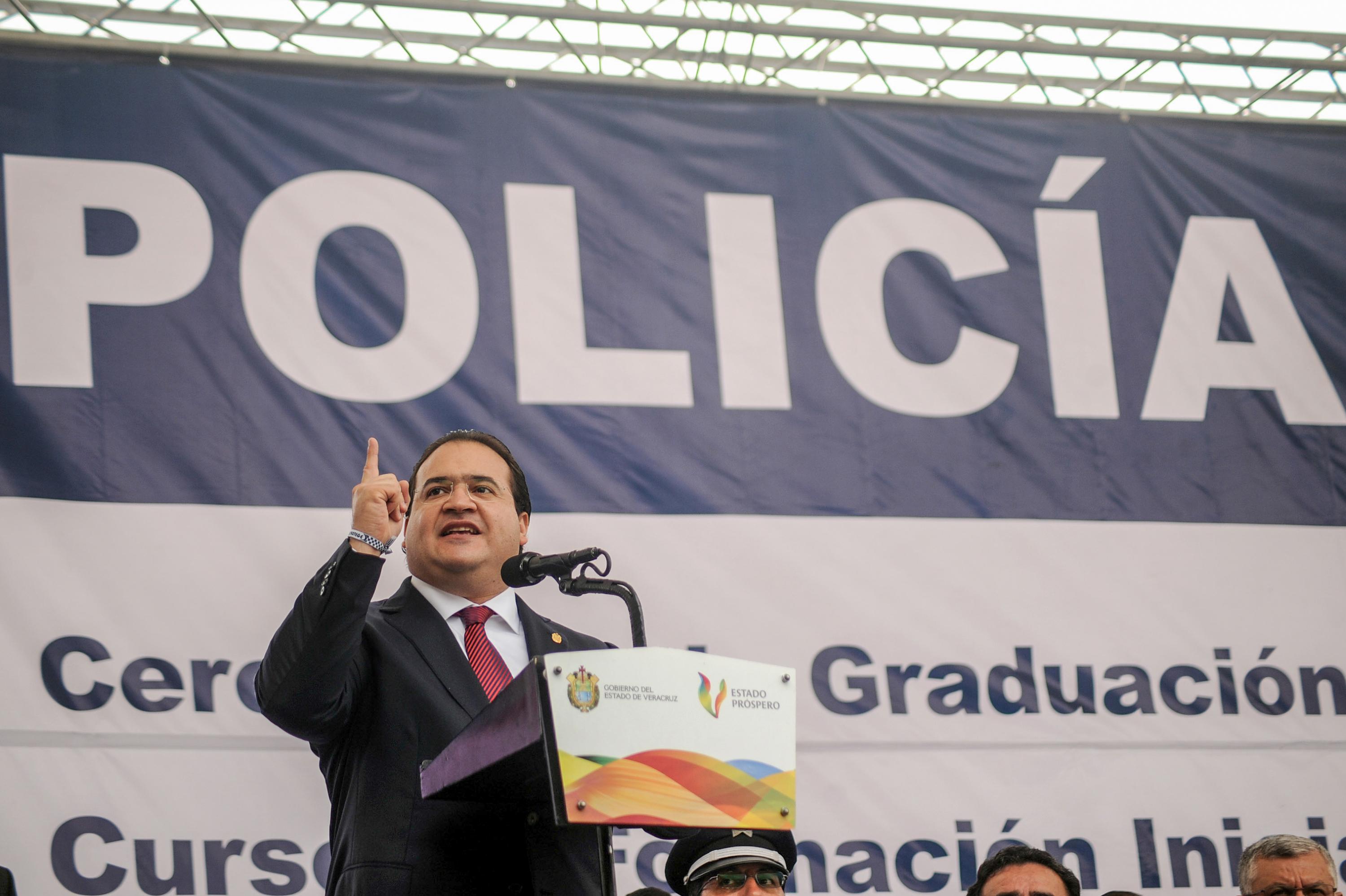 Javier Duarte, governor of Veracruz (2010-2016) speaks to the 