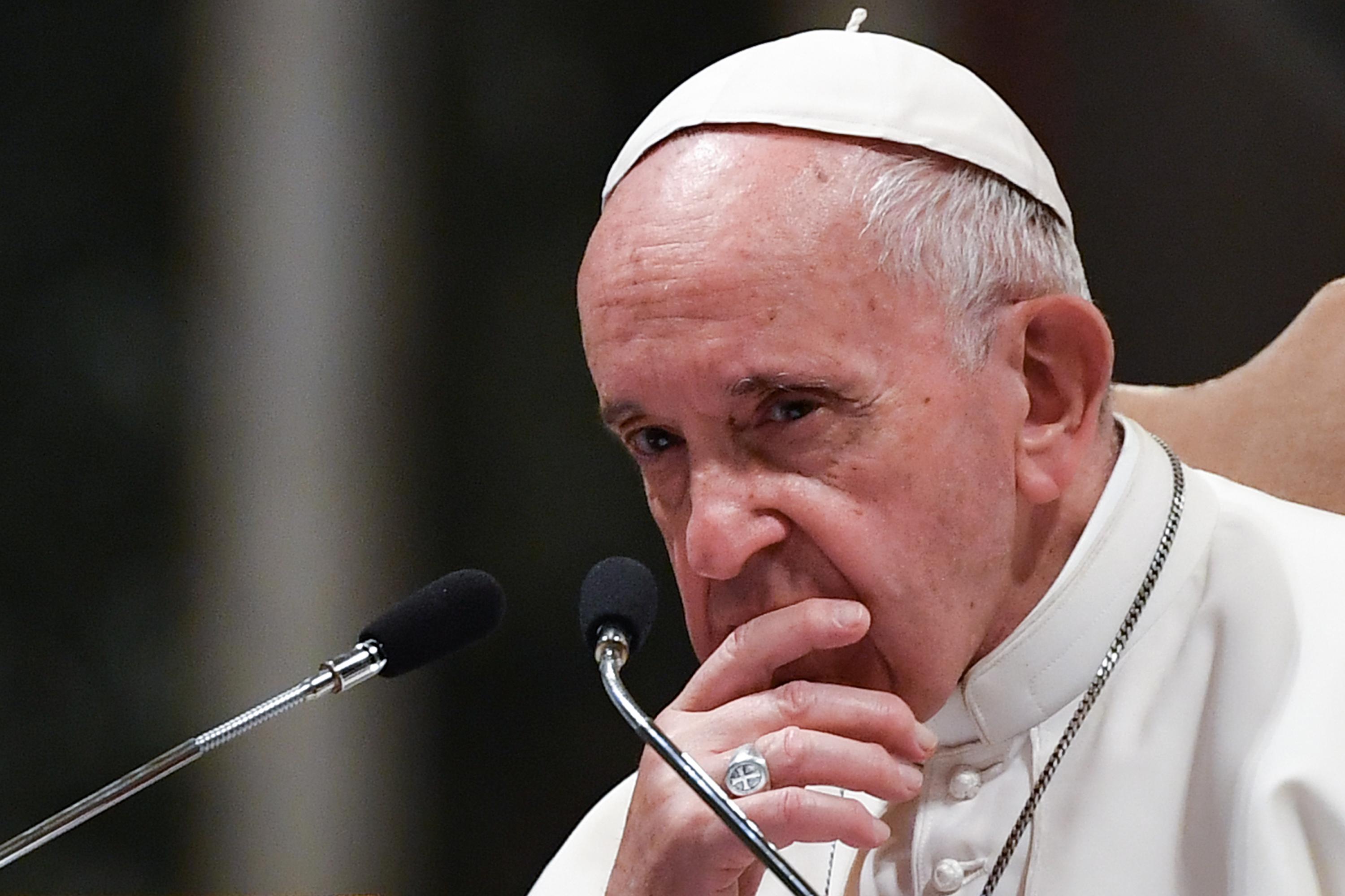 Papa Francisco durante la conferencia de la Diócesis de Roma en la Archibólica de San Juan de Letrán, este 9 de mayo de 2019. Foto: Andreas SOLARO / AFP.