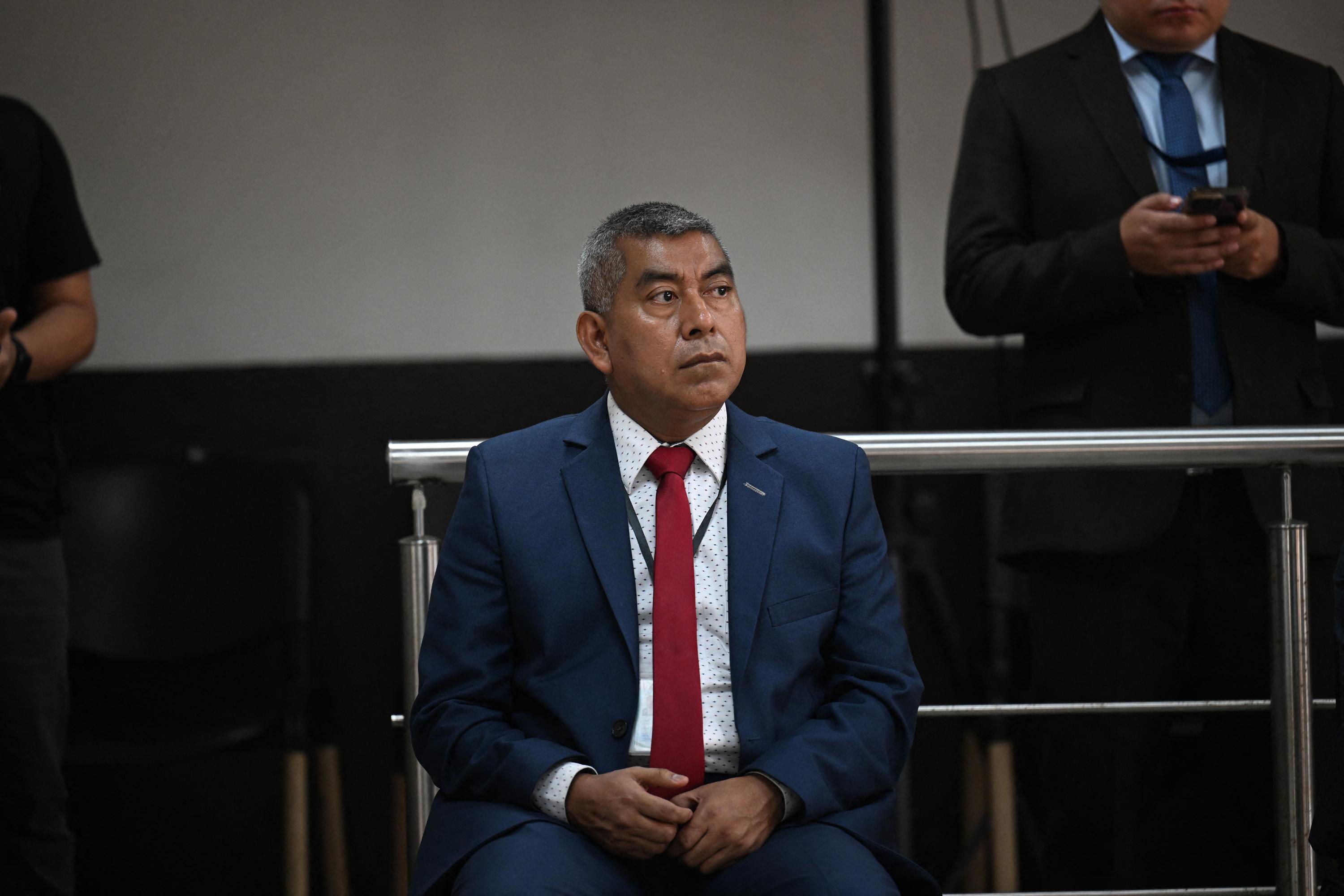 Rafael Curruchiche, head of Guatemala’s Special Prosecutor’s Office Against Impunity (FECI), attends a hearing for journalist José Rubén Zamora, president of former newspaper elPeriódico, in Guatemala City on May 2, 2023. Photo Johan Ordóñez