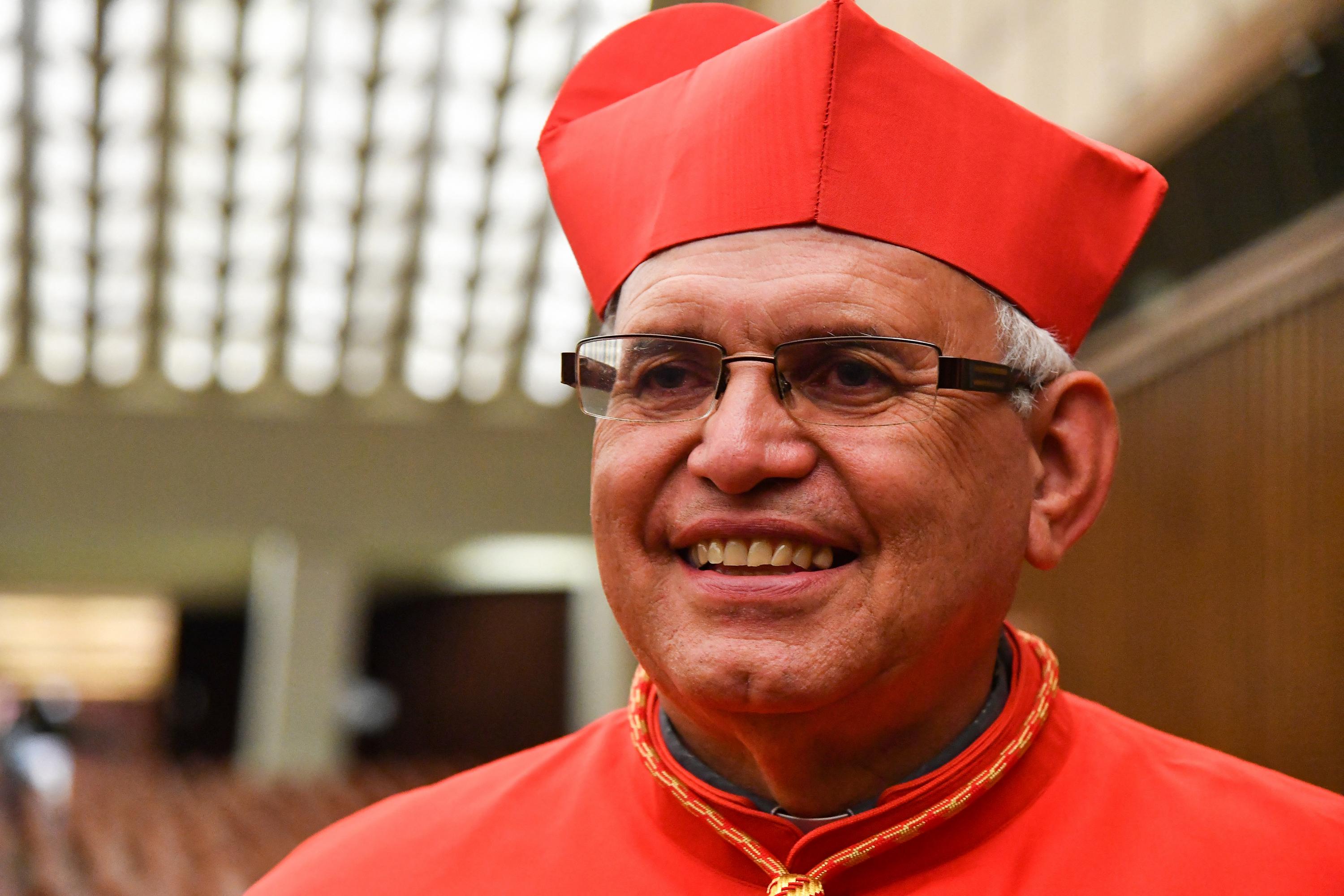 Guatemalan prelate Álvaro Leonel Ramazzini Imeri meets with family and friends following his selection as cardinal on Oct. 5, 2019. Photo Tiziana Fabi/AFP