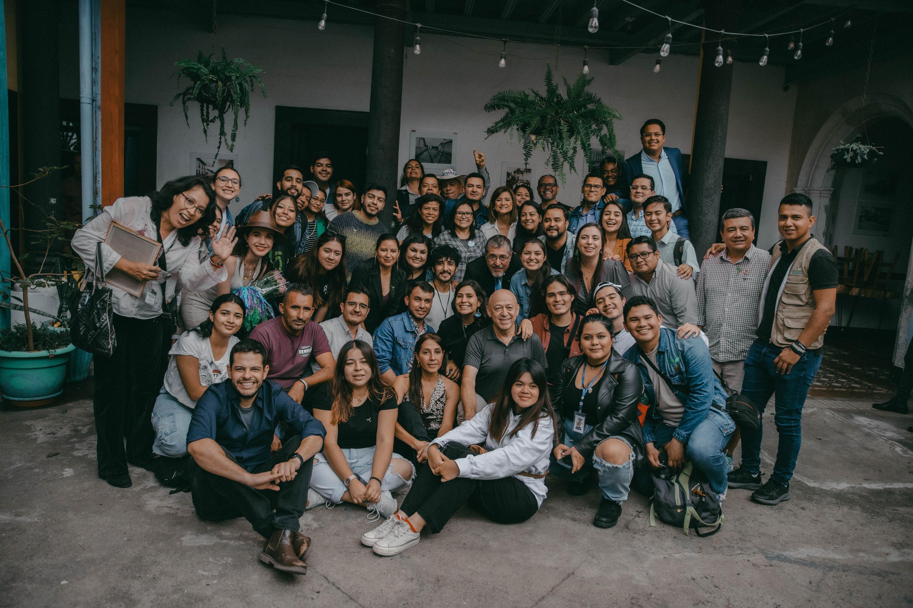 Arévalo poses with members of his communications team and some of Semilla’s elected legislators on August 18. Prior to July 25, only five people were responsible for the candidate’s communications strategy. His advance to the runoff spurred a drastic increase in staff and attracted new donors.