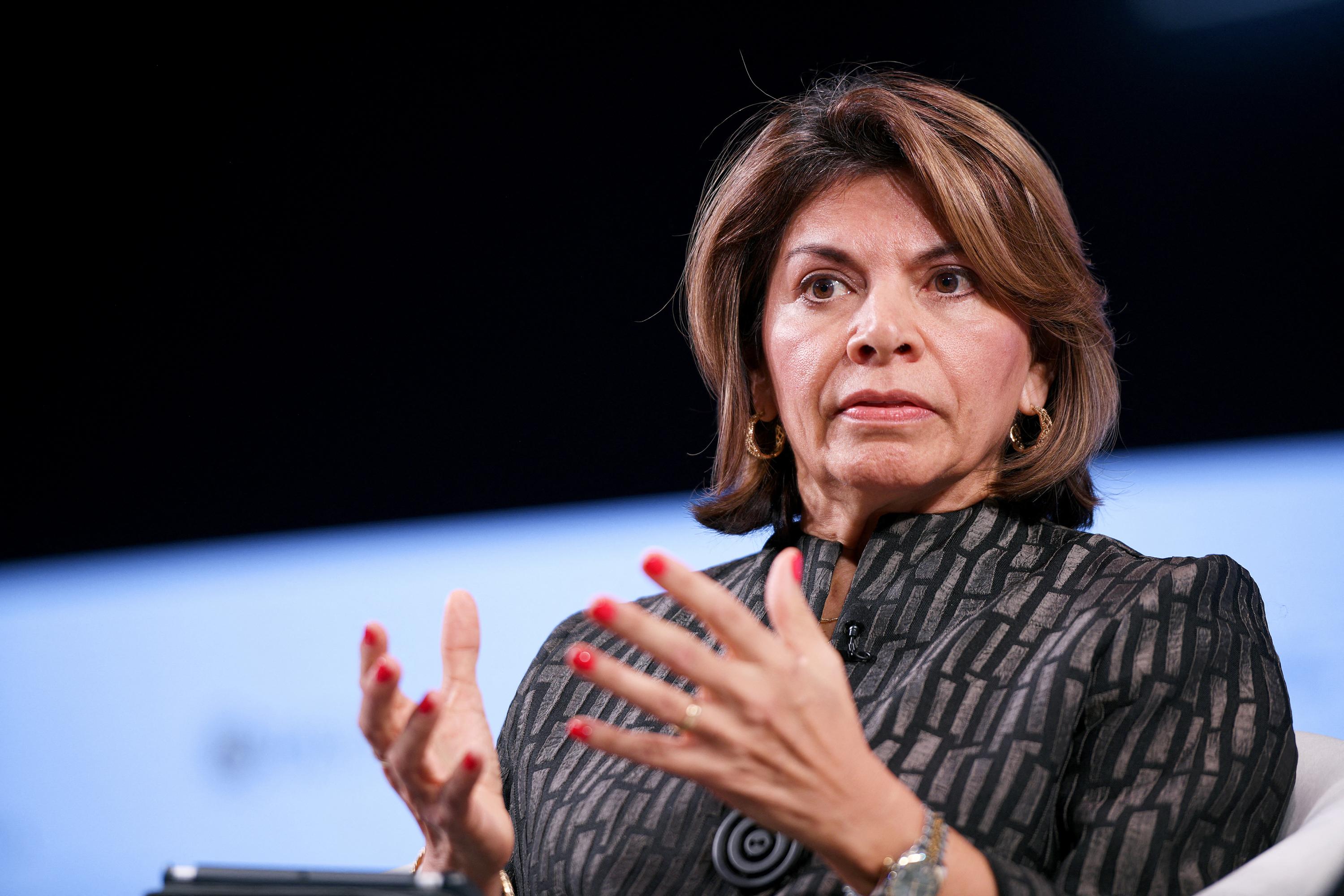 Former Costa Rican President Laura Chinchilla, vice president of the World Leadership Alliance - Club de Madrid, speaks onstage during the 2021 Concordia Annual Summit on September 20, 2021 in New York City. Photo Riccardo Savi/Getty Images for Concordia Summit/AFP