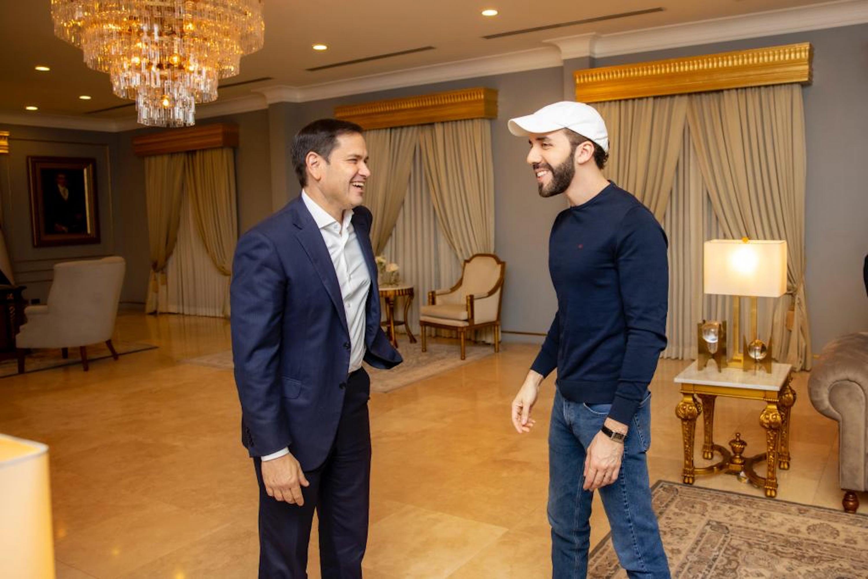 Florida Senator Marco Rubio, an influential Republican on the Foreign Affairs Committee, meets with Salvadoran President Nayib Bukele in San Salvador on Mar. 31, 2023. Photo: Former Senator Rubio