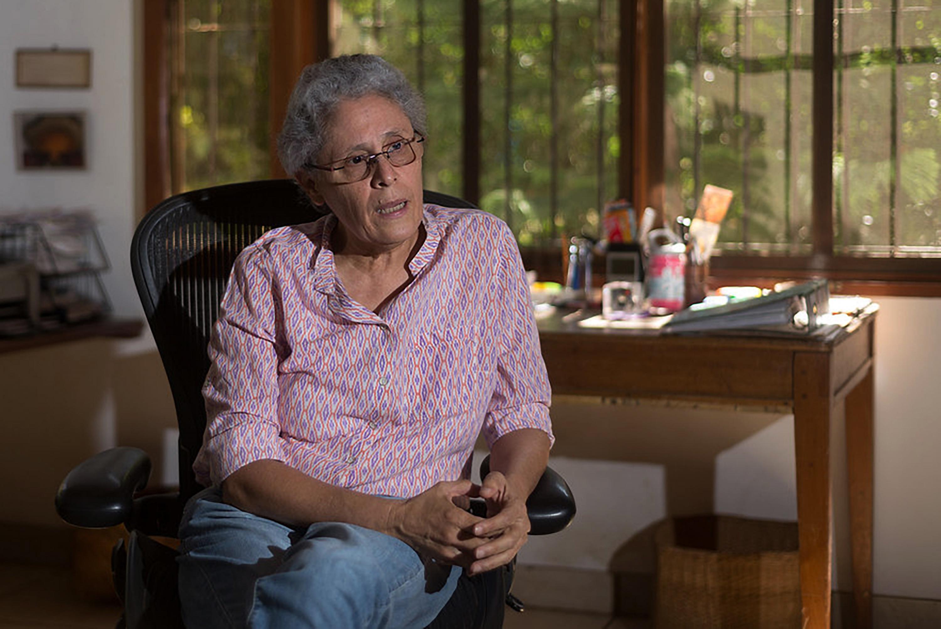 Dora María Téllez in her former home in Nicaragua. The ex-Sandinista guerrilla fighter was imprisoned for 22 months and was released and exiled from her country by the Ortega-Murillo regime in February 2023. Photo Carlos Herrera