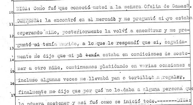 Detalle de la declaración de Evelia.