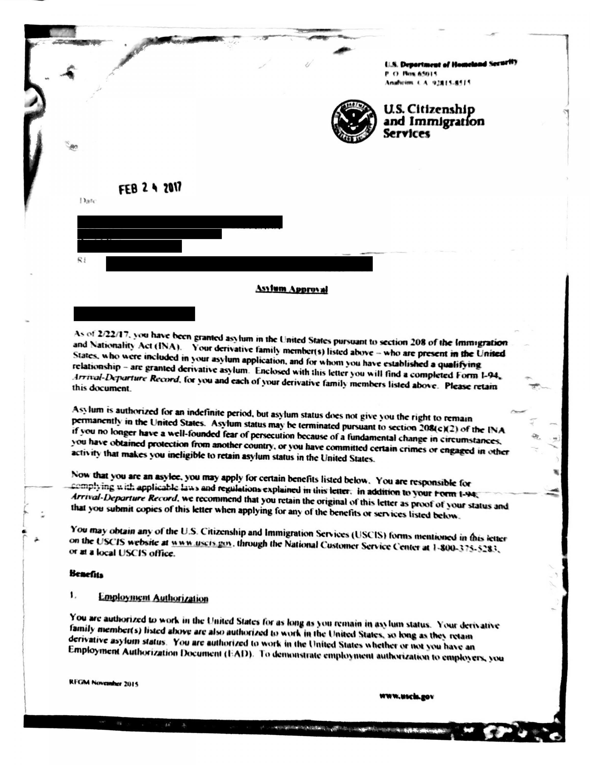 En 2017, Estados Unidos concedió asilo político a dos hermanas del Señor Orellana por amenazas de las pandillas.