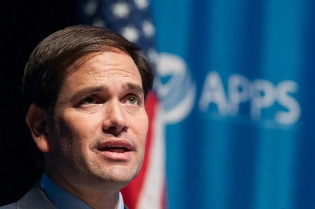 CEDAR RAPIDS, IA - OCTOBER 02: Republican presidential candidate U.S. Sen. Marco Rubio (R-FL) speaks during a Americans for Peace, Prosperity, and Security national security forum event at the Cedar Rapids Public Library on October 2, 2015 in Cedar Rapids, Iowa. Rubio answered questions from moderator Jeanne Meserve about national security issues ranging from Russia and ISIS to cyber security and China. David Greedy/Getty Images/AFP