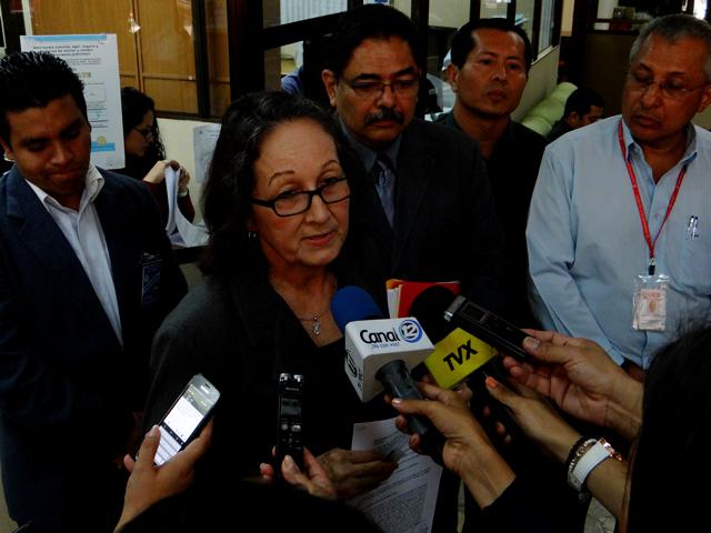 Ana María Glower, en una conferencia de prensa tras las elecciones universitarias celebradas en septiembre de 2015.