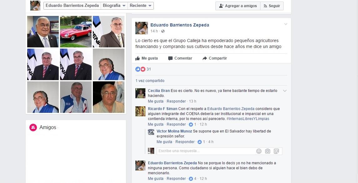 El dirigente de Arena, Eduardo Barrientos, fue criticado por el empresario Ricardo Simán en una publicación de Facebook. Simán respalda la candidatura presidencial de Javier Simán, presidente de la ASI, y en la publicación, Barrientos parecía dar su respaldo al otro precandidato presidencial Carlos Calleja, lo cual fue criticado por Simán. 