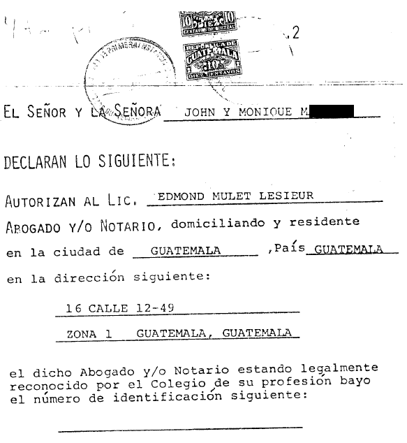 Detalle del mandato otorgado a Edmond Mulet.