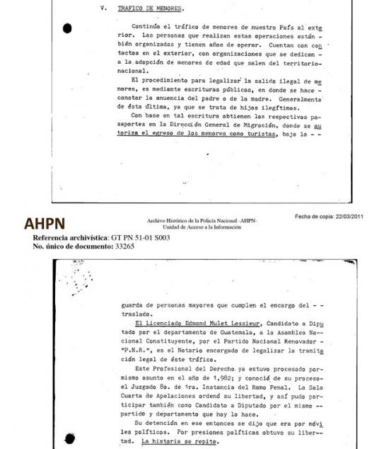 Detalle del parte policial.