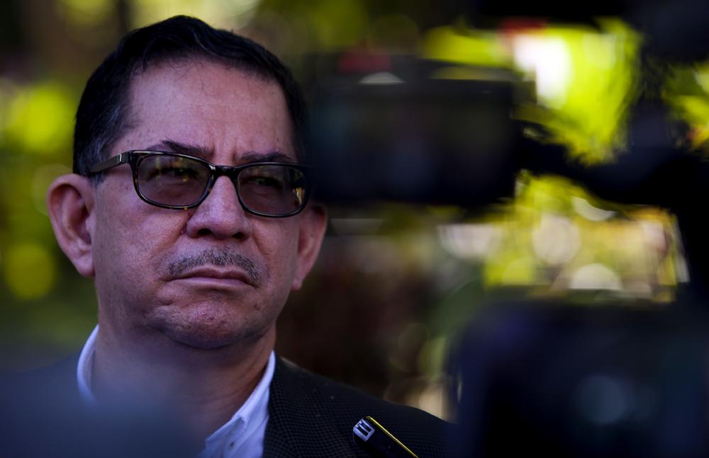 Eugenio Chicas, secretario de comunicaciones de la presidencia, durante el lanzamiento del programa de Universidad en línea, realizado en la Universidad de El Salvador, en enero de 2016.