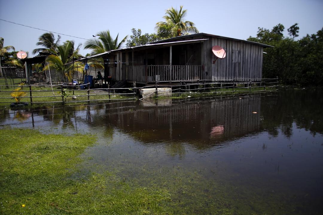 Encroaching sea in the Las Flores community in Masca (Omoa, Cortés). Photo: Martín Cálix