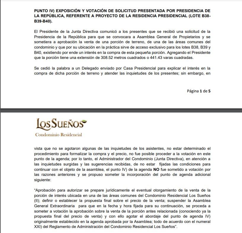 Fragmento de la agenda discutida en la junta de vecinos convocada por la administración del Condominio Residencial Los Sueños el 22 de octubre de 2024.