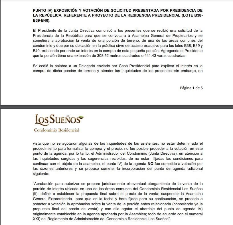 Fragmento de la agenda discutida en la junta de vecinos convocada por la administración del Condominio Residencial Los Sueños el 22 de octubre de 2024.