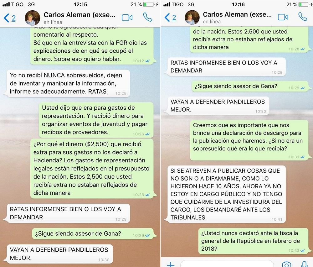 El exsecretario de juventud durante la administración del presidente Antonio Saca respondió así a las preguntas de El Faro. Amenazó con demandar al periódico por algo que, según dijo, era una difamación. 