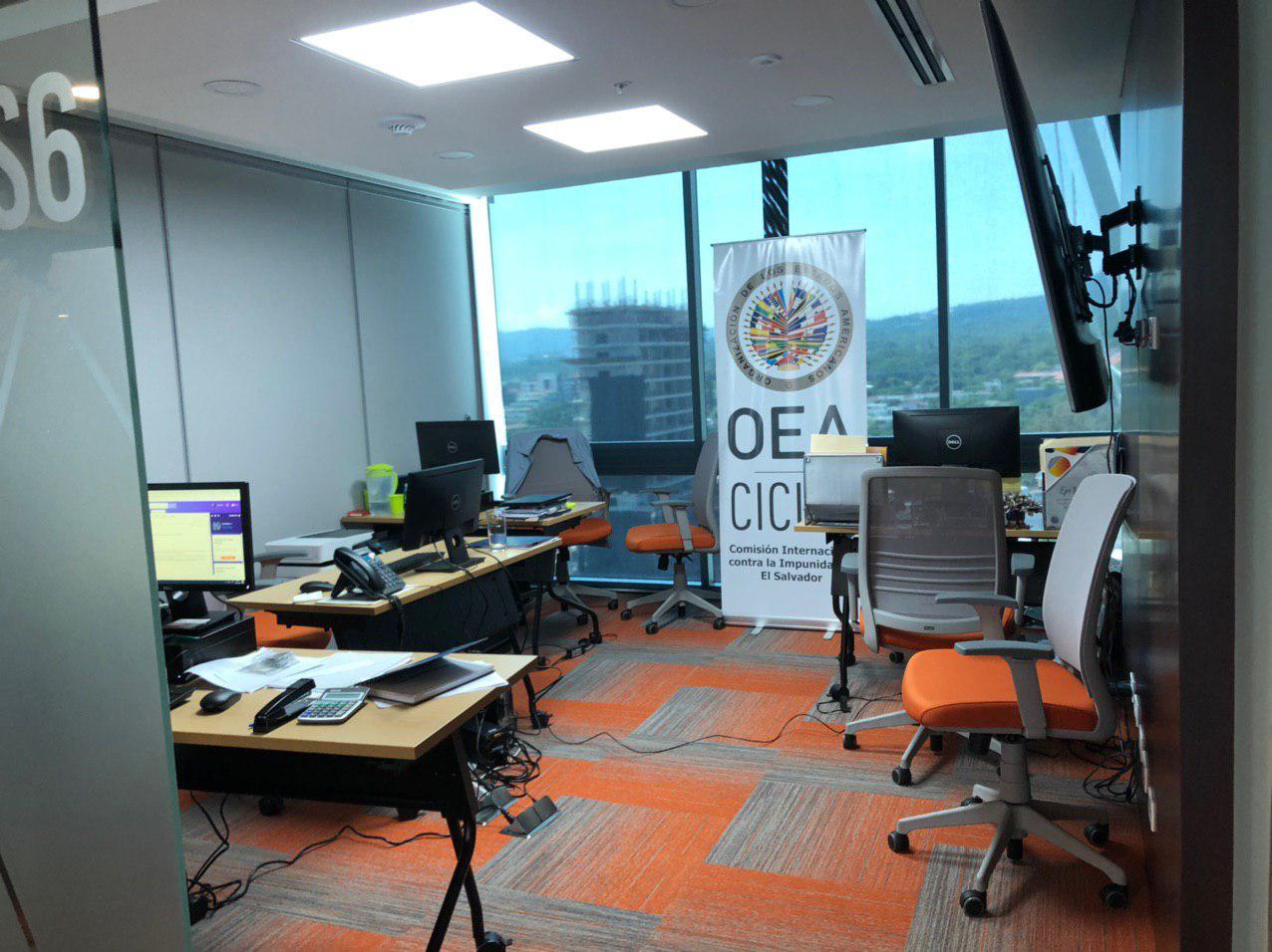 Local provisional de la misión técnica de la OEA, en el nivel 17 del Edificio Insigne, en la colonia San Benito de San Salvador. Foto tomada el 20 de noviembre de 2019. Gabriel Labrador / El Faro