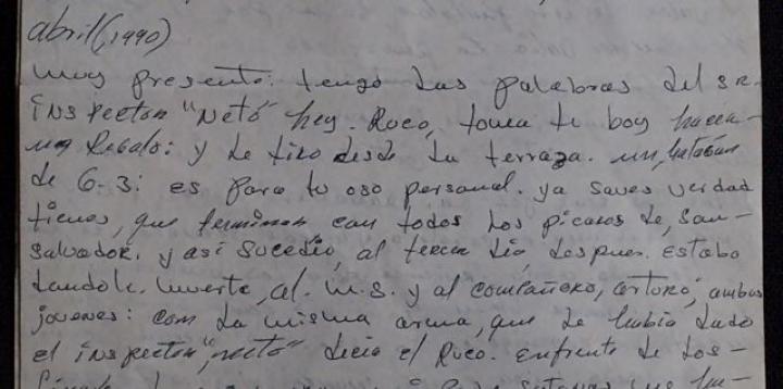 Fragmento de una de las cartas manuscritas por el reo Rosemberg.