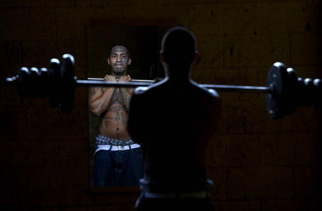 Imagen de archivo de un pandillero de la Mara Salvatrucha haciendo ejercicio el el gimnasio del Centro Penal de Ciudad Barrios, donde está encerrada la ranfal nacional. Foto archivo El Faro.