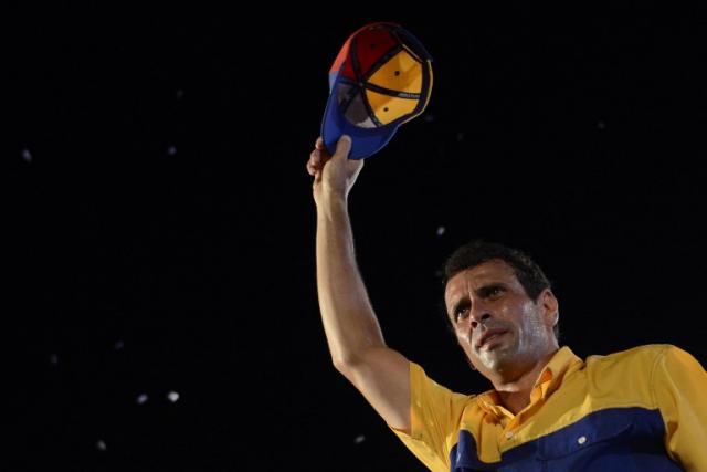 Henrique Capriles Radonski﻿, el líder de la oposición venezolana, fotografiado durante un mítin en la ciudad de Barquisimeto. Foto Leo ramírez (AFP).