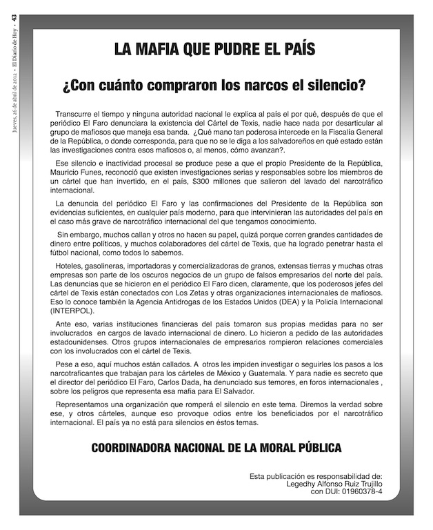 Página 43 del El Diario de Hoy, del 26 de abril del 2012.