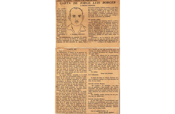 Artículo publicado en prensa hablando sobre la carta de Borges a Menen Desleal.