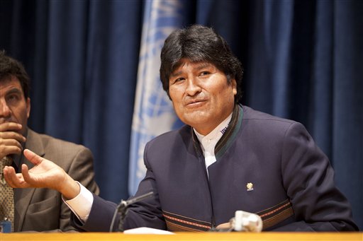 El presidente boliviano Evo Morales habla en rueda de prensa en la ONU, donde asistió a la Asamblea General de ese organismo mundial, el miércoles 21 de septiembre del 2011.