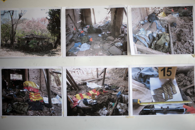Fotografías captadas por parte de la unidad de comunicaciones de la PNC donde muestran el material de guerra capturado a los detenidos, cuando se enfrentaron a tiros en Sesori, San Miguel.