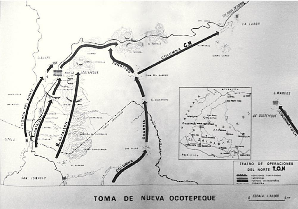 Mapa de la toma de Nuevo Ocotepeque, en Carlos Pérez Pineda, El Conflicto Honduras-El Salvador, Julio de 1969 (San José, Costa Rica, 2014) p. 56.