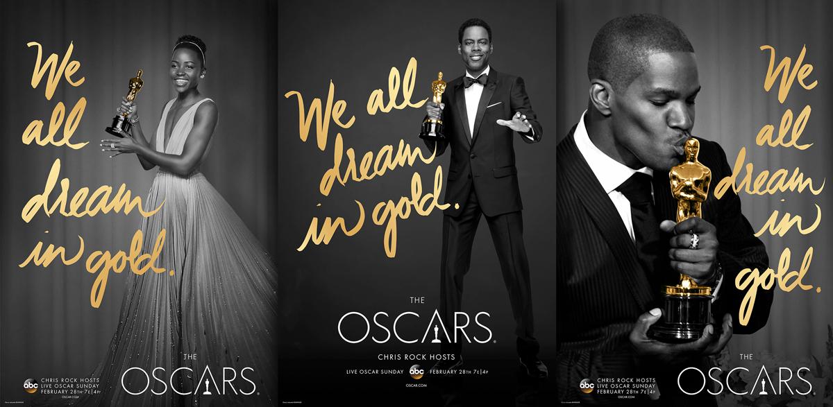 Una de las reacciones de la Academia ante el #OscarSoWhite fue publicar una serie de afiches y vallas publicitarias con los afroamericanos que han recibido el Oscar en la historia del premio. Aquí Lupita Nyong