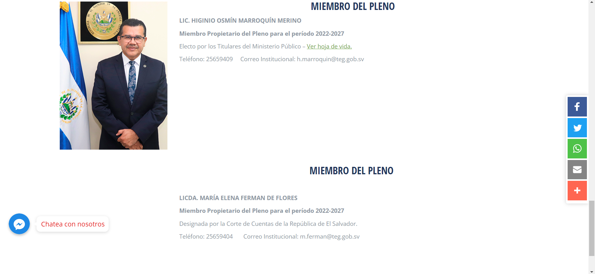 Así lucía la página web del Tribunal de Ética Gubernamental hasta el viernes 28 de octubre de 2022. La información sobre Lidia María Elena Fermán fue eliminada ese día. 