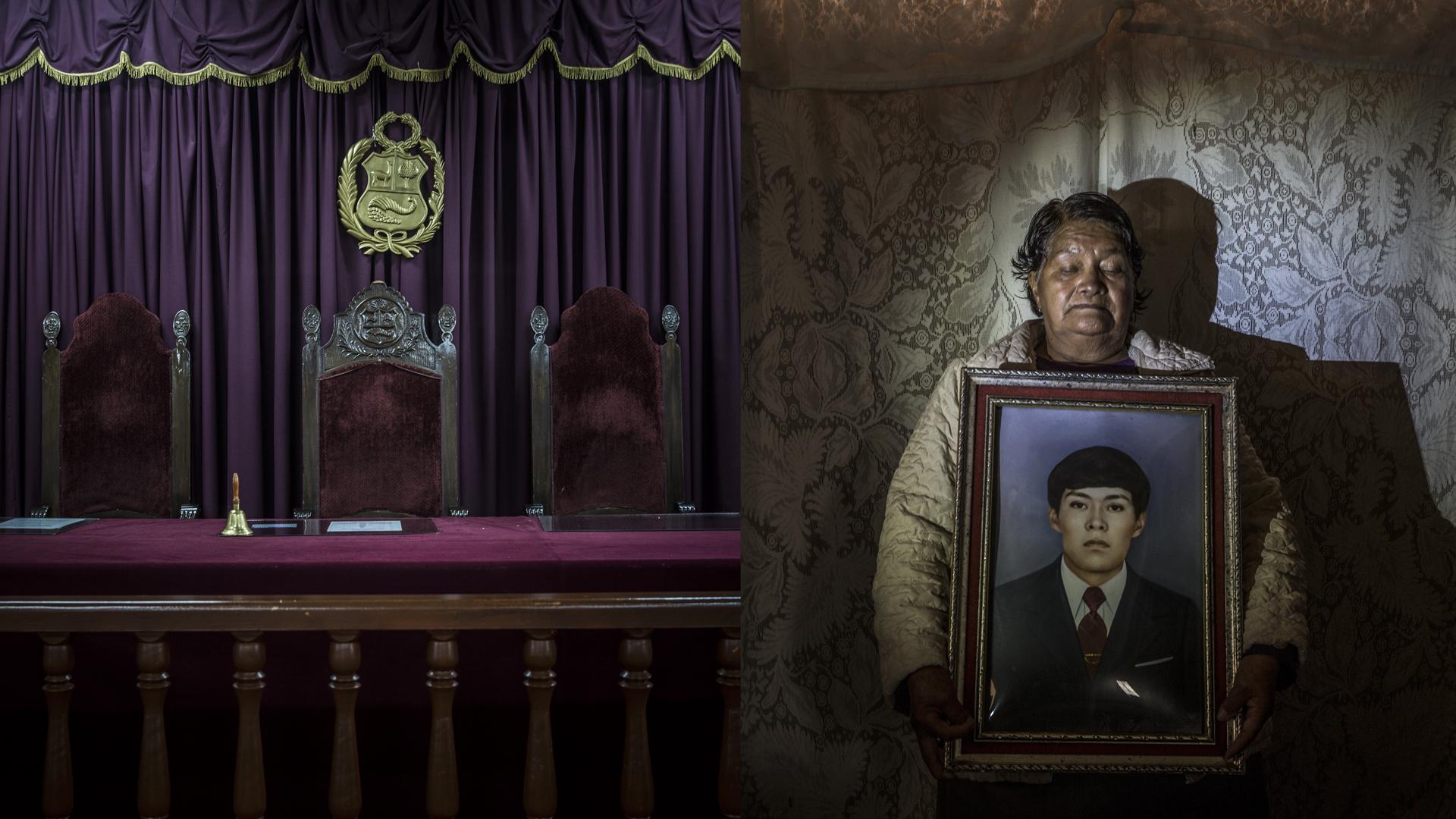Celsa Taco recibió los restos de su hijo de 33 años después de su desaparición en Ayacucho, al sur del Perú. Como ella, muchos deudos y víctimas de violaciones a los derechos humanos tienen menos respaldo legal del Estado que los presuntos perpetradores. Max Cabello/OjoPúblico.