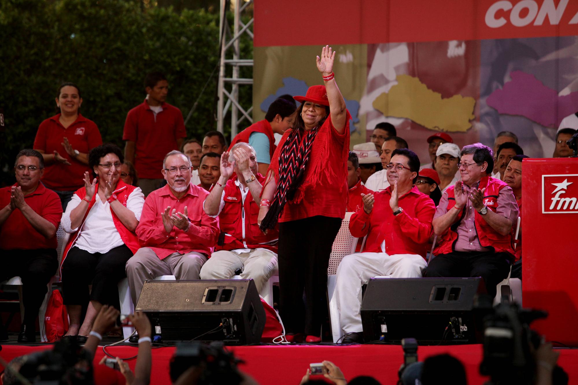 Nidia Díaz, diputada por el departamento de San Salvador por el FMLN en enero de 2014, durante la campaña presidencial del FMLN. Foto de El Faro: Archivo.