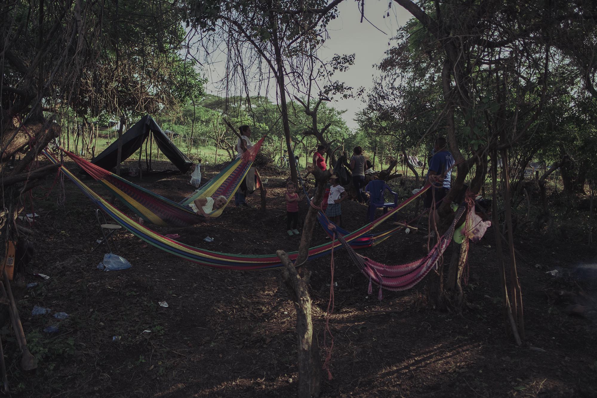 Some of the families who fled Urbina 2 have gradually set up camp on this section of land over the past month. Residents hope to establish a new settlement and, one day, own the land. 