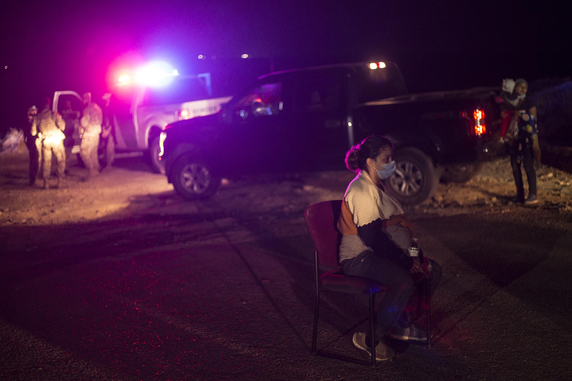 This woman, six months pregnant and traveling alone, crossed the Rio Grande by raft and traveled through the brush for half an hour.