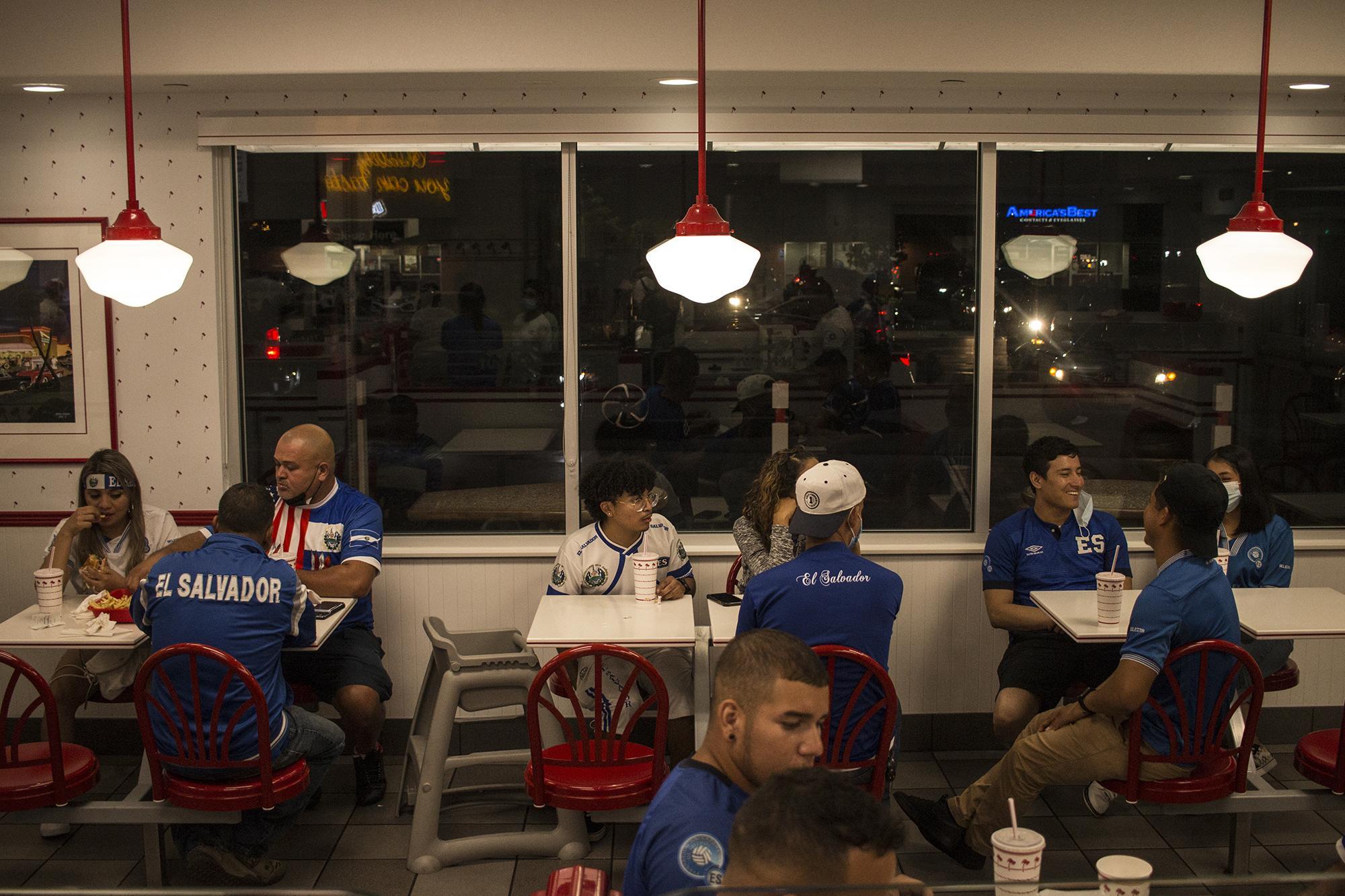 Fans meet at In-N-Out Burger in Carson, California, near the stadium where La Selecta played against Costa Rica. It