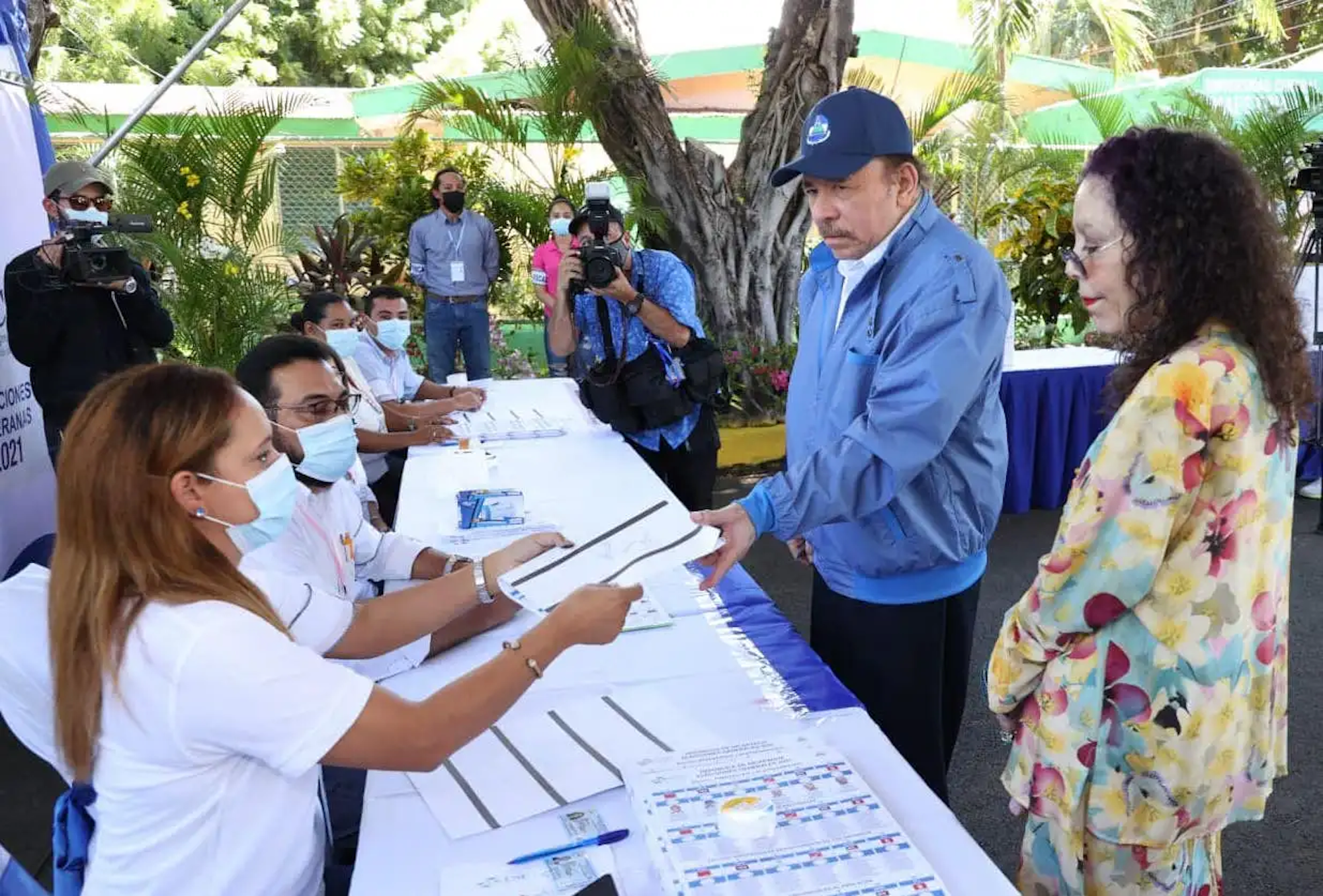 Ortega and Murillo at the polls on November 7, 2021. Photo: Presidencia