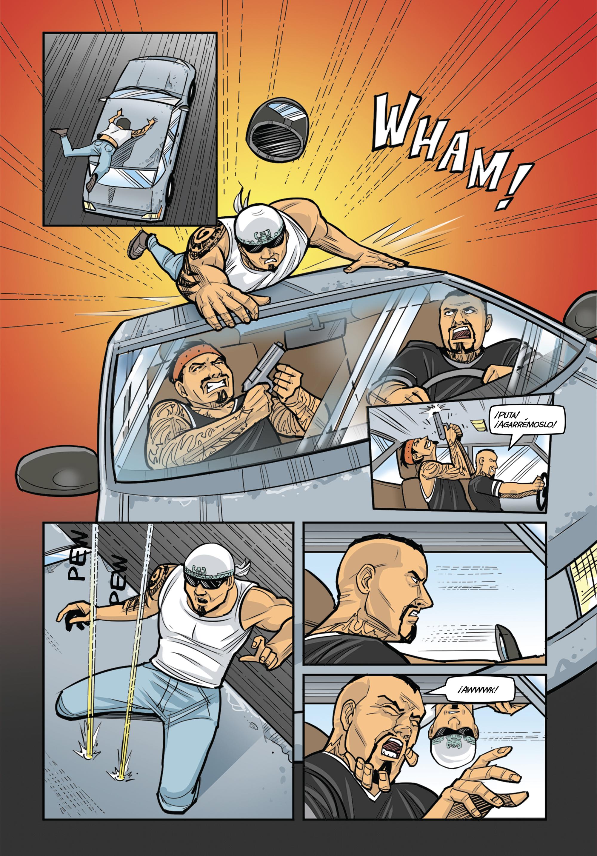Un expandillero redimido en superhéroe combate a las pandillas. Esa es la trama principal del cómic Oscuro censurado por la Policía. 