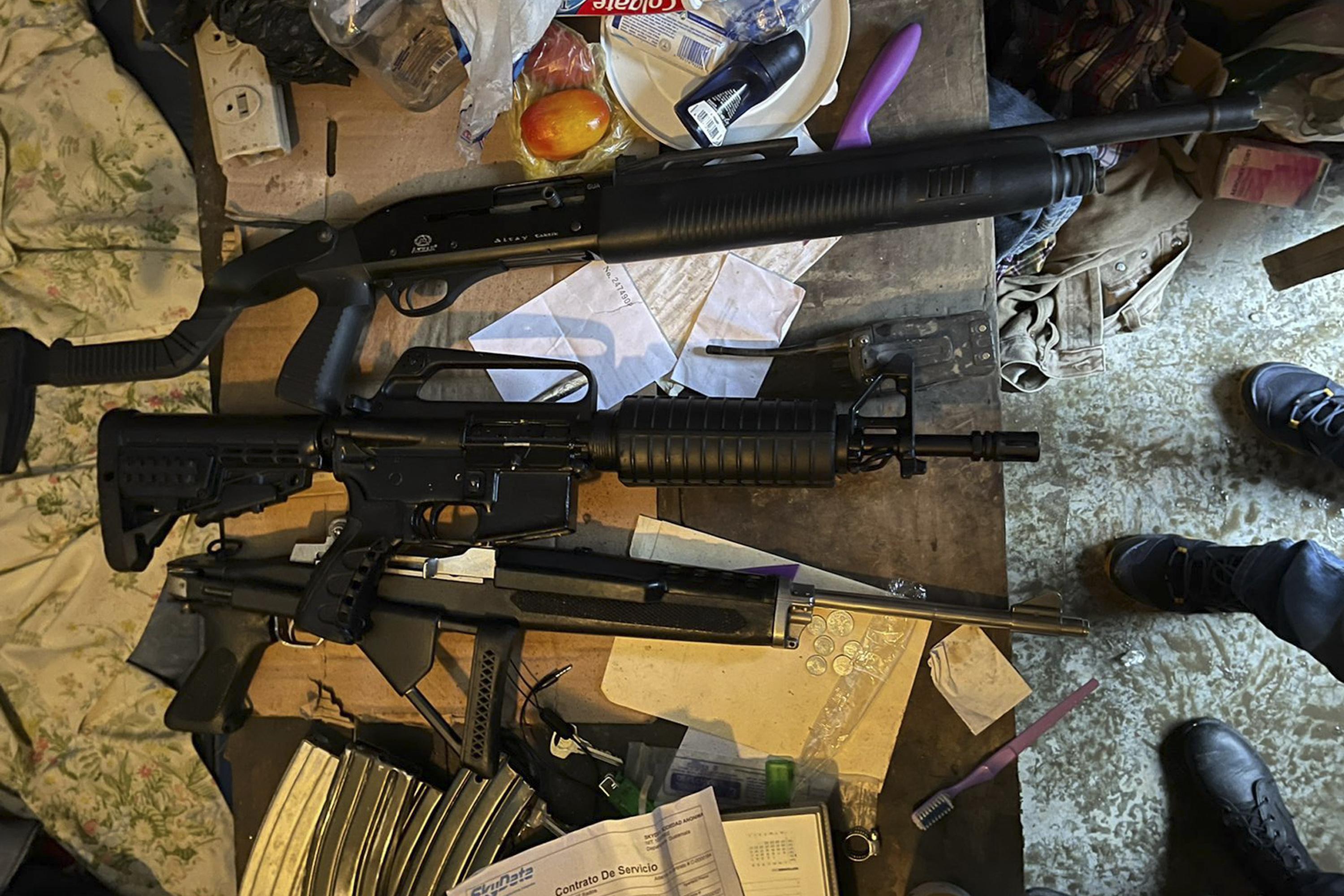 Weapons seized in an operation by the Guatemalan Prosecutor