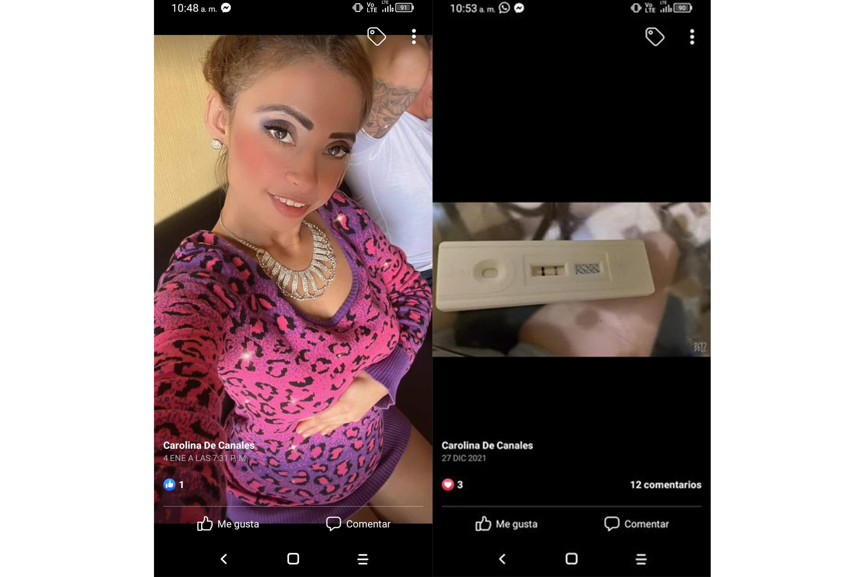 In December 2021 Chávez shared a positive pregnancy test on her Facebook page. Eight days later she posted a photo accentuating her stomach. Canales sits next to her, recognizable by the tattoos on his right arm.