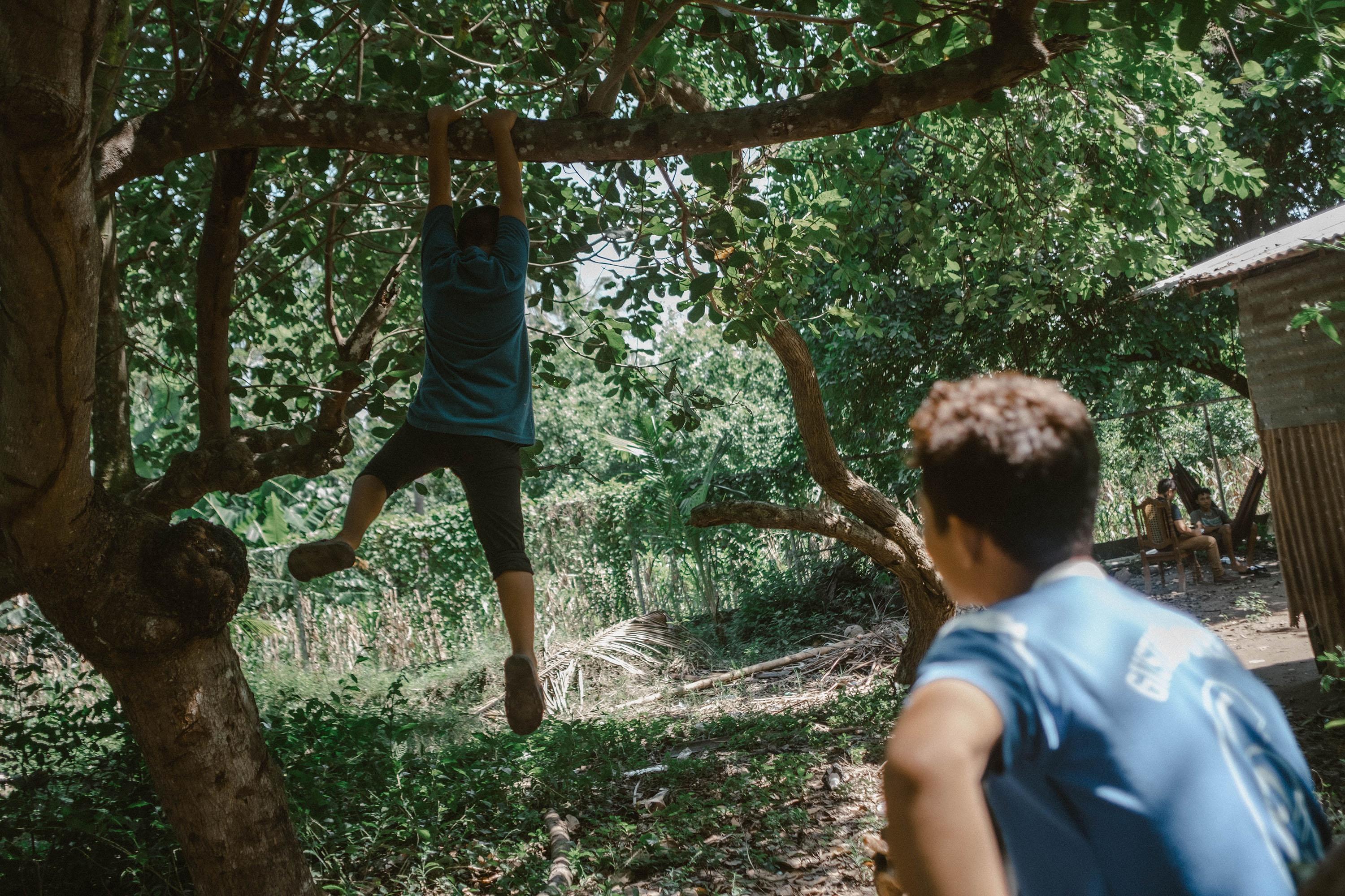 In the homes of the adolescents arrested in Bajo Lempa, adults are hard to come by. The majority of the family members are small children, who spend their days in their tin-shack homes and playing in the trees outside. Photo: Carlos Barrera/El Faro