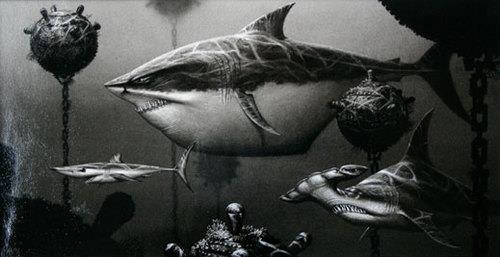 Boceto en carboncillo de Simón Varela para la película Buscando a Nemo (Finding Nemo).